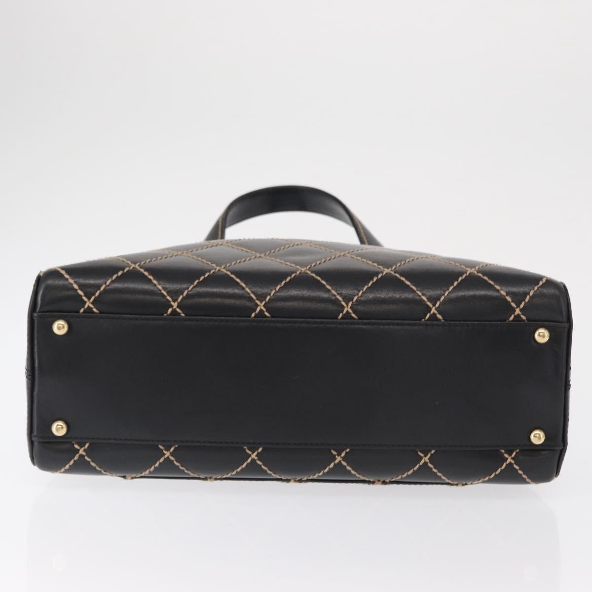 Chanel Surpique Boston Bag Quilted Leather, BLACK, LEATHER, Travel bag