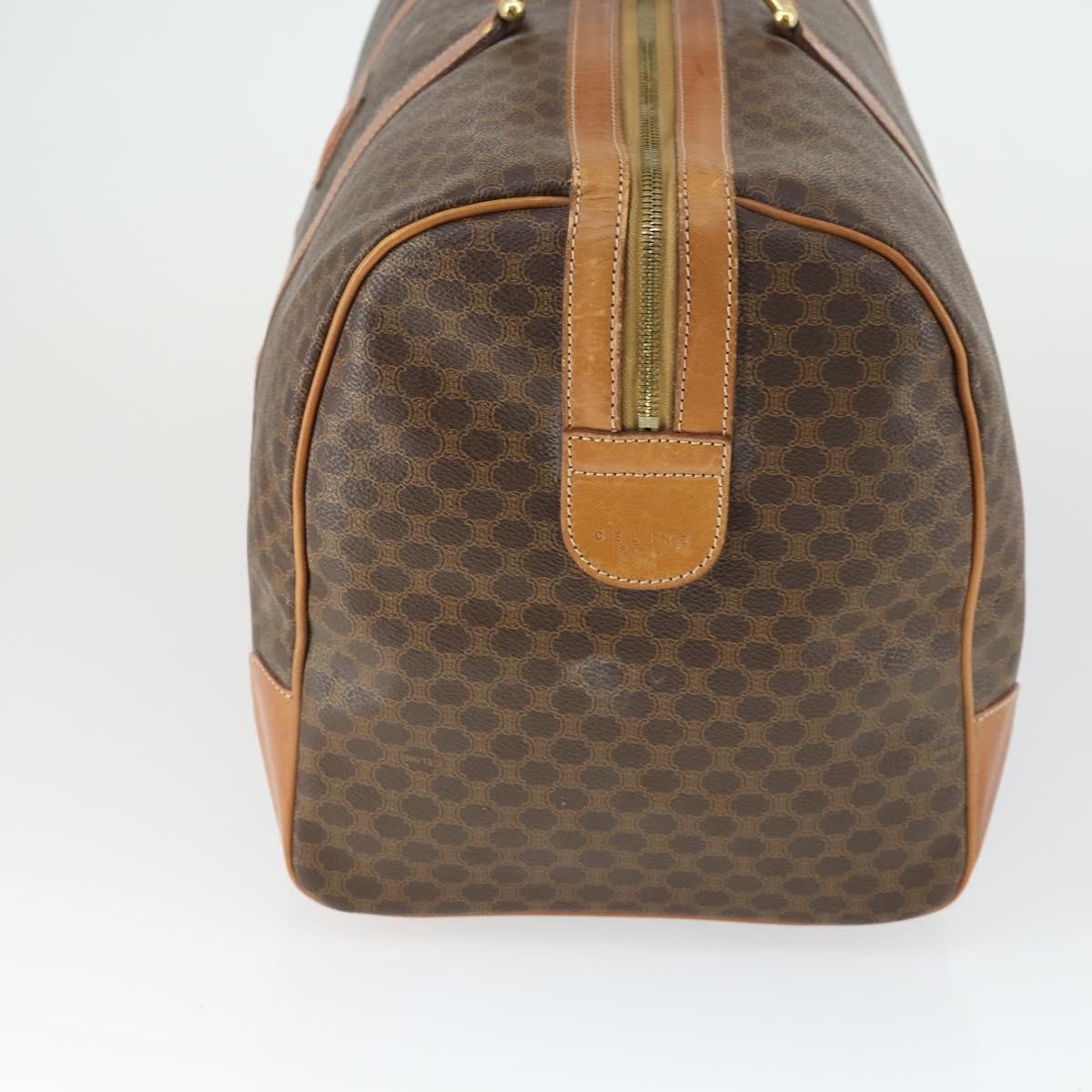 Celine Vintage Macadam Boston bag Canvas and Leather, BROWN, CANVAS, Travel bag