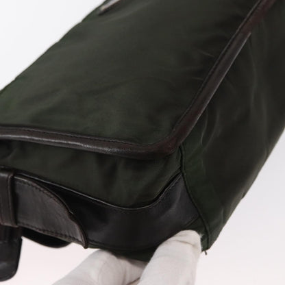Prada Double Buckle Flap Messenger Bag Tessuto, Khaki, Nylon, Shoulder Bag