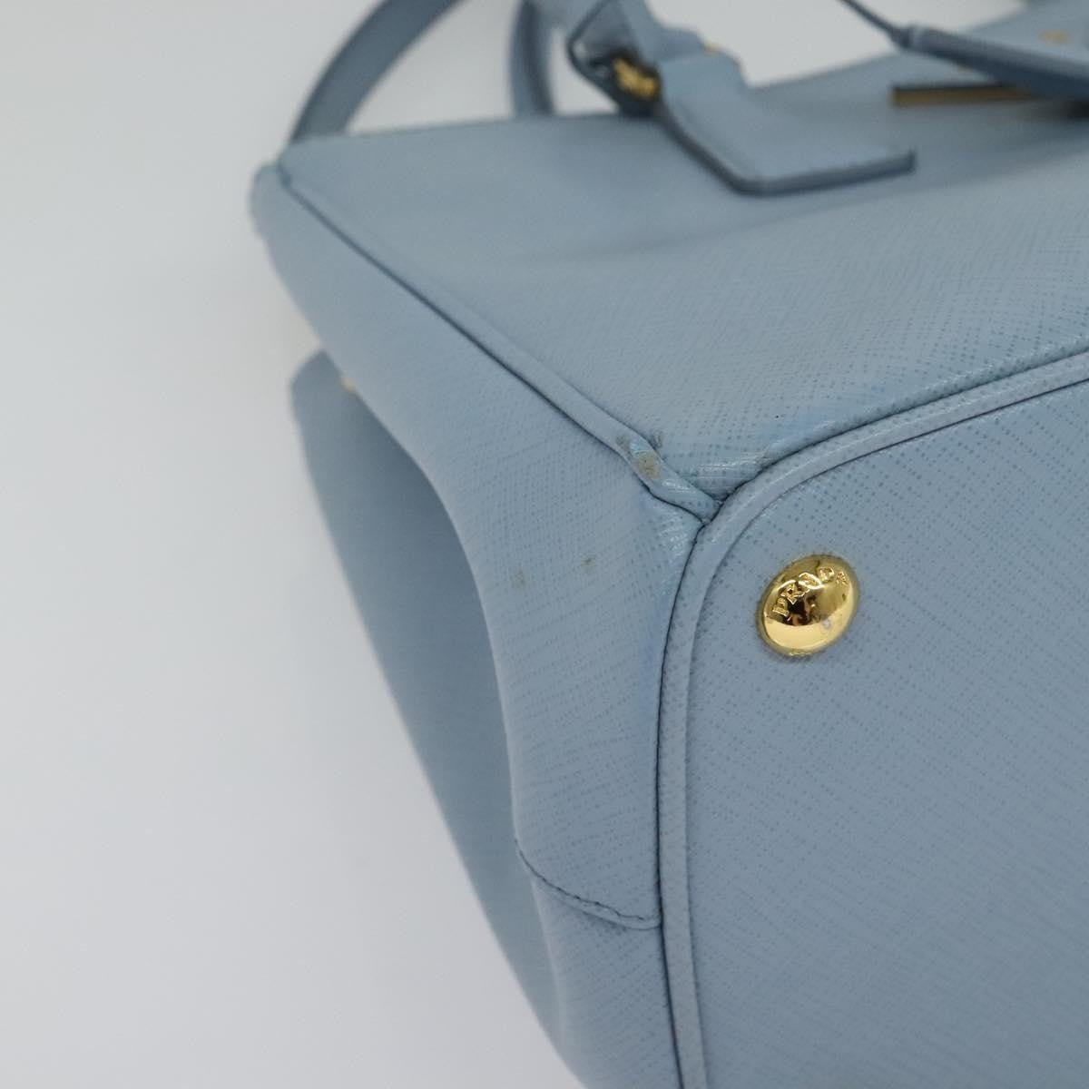 Prada Double Zip Lux Tote Saffiano Leather, BLUE, LEATHER, Handbag