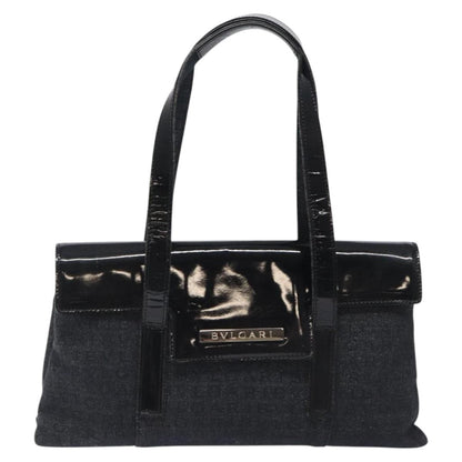 Bvlgari B.Zero1 Logomania Bag Canvas with Leather, BLACK, CANVAS, Shoulder bag