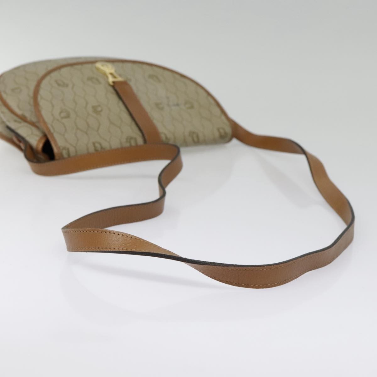 Christian Dior Vintage Honeycomb Flap Crossbody Bag Coated Canvas, BEIGE, CANVAS, Crossbody bag