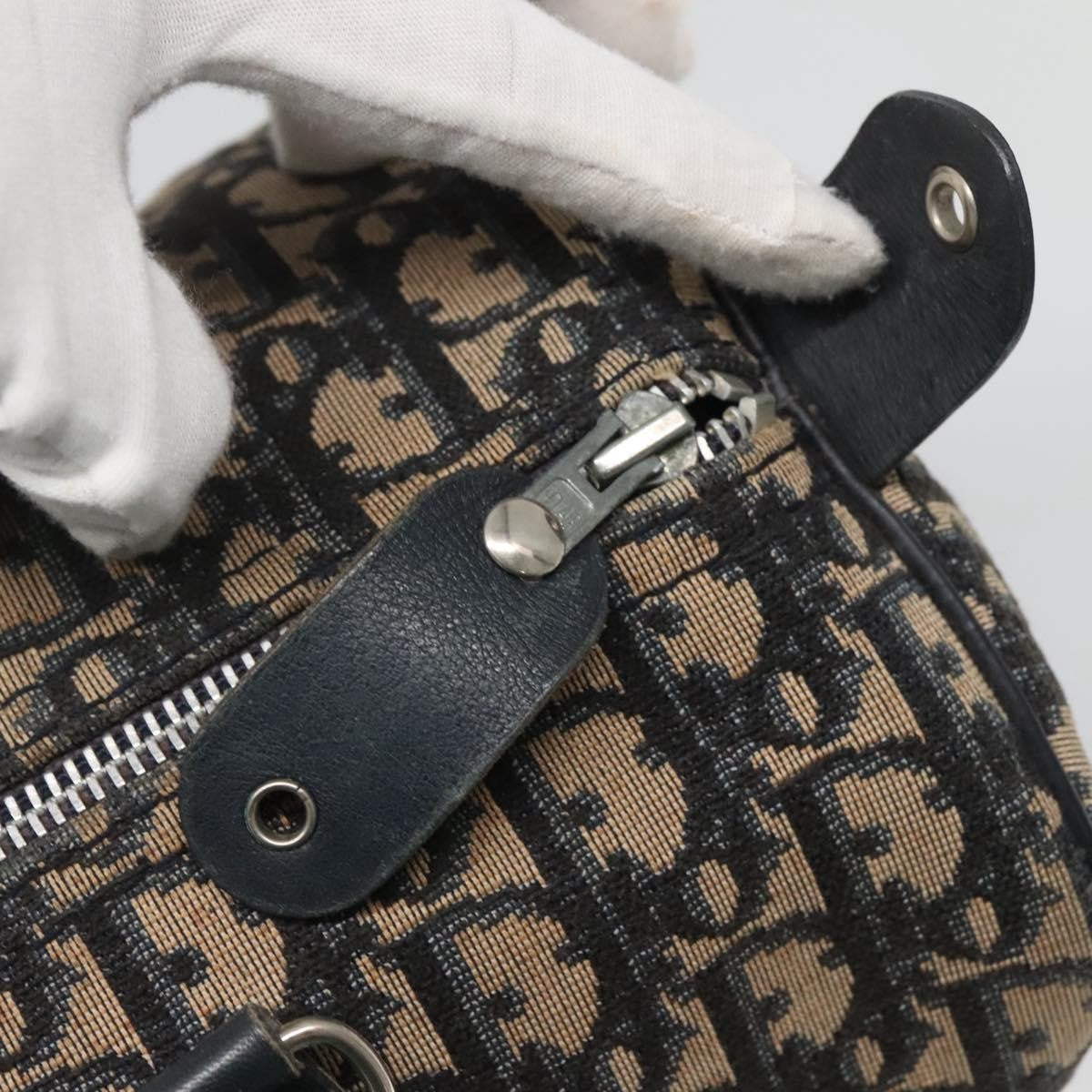 Christian Dior Bowling Bag Oblique Canvas, NAVY, CANVAS, Handbag