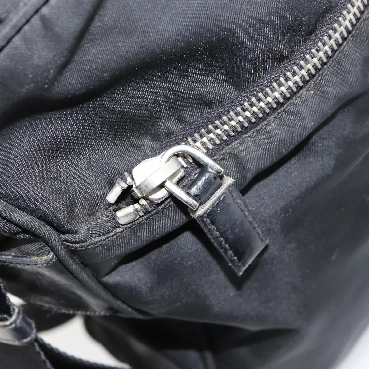 Prada Front Pocket Zip Messenger Bag Tessuto with Saffiano Leather, Black, Nylon, Shoulder Bag