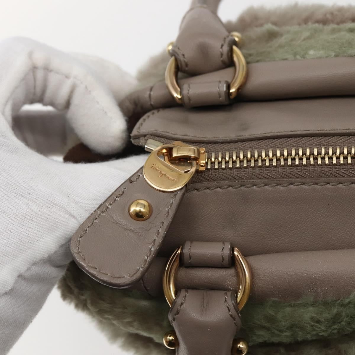 Salvatore Ferragamo Vala Leather, BEIGE, LEATHER, Handbag