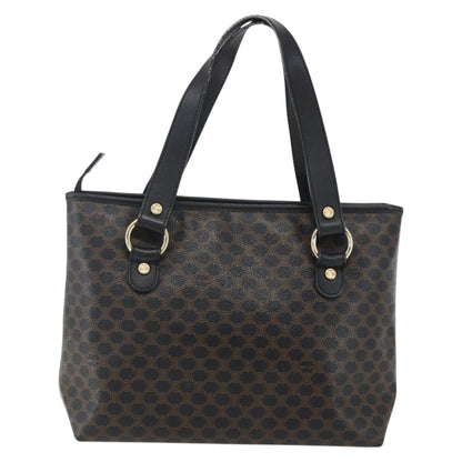 Celine Vintage Macadam Handbag Canvas and Leather, BLACK, CANVAS, Handbag