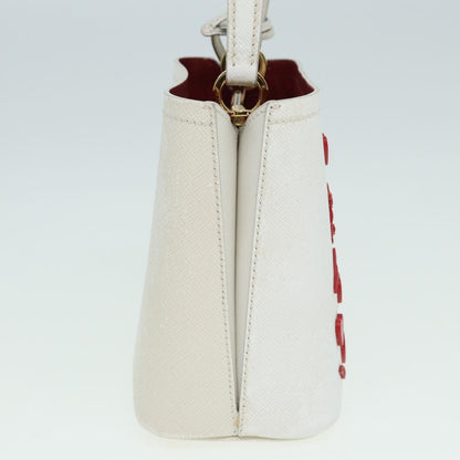 Prada Panier Bucket Bag Embellished Saffiano Leather, WHITE, LEATHER, Handbag