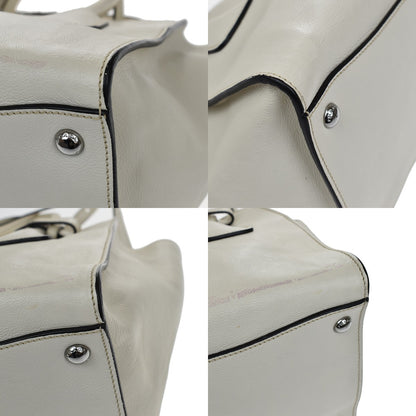 Prada Twin Pocket Shopping Tote City Calfskin, WHITE, LEATHER, Handbag