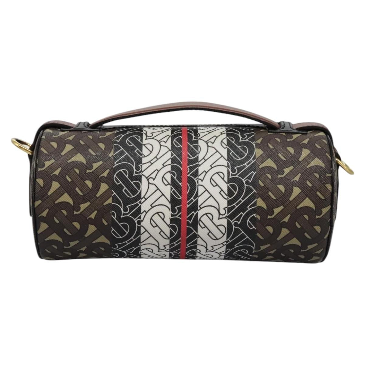 Burberry Barrel Crossbody Bag Monogram E-Canvas, BROWN, CANVAS, Crossbody bag