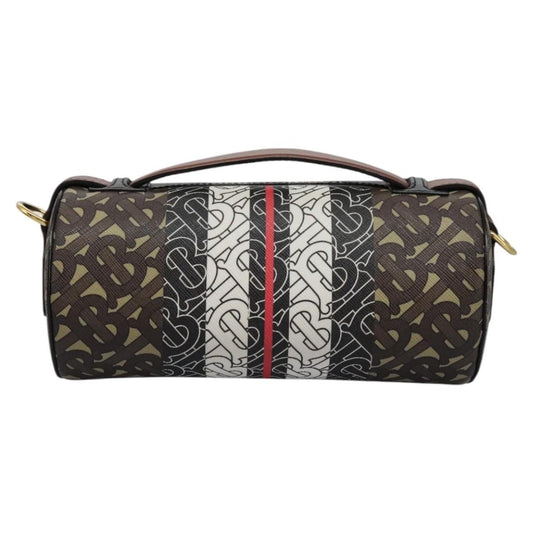 Burberry Barrel Crossbody Bag Monogram E-Canvas, BROWN, CANVAS, Crossbody bag