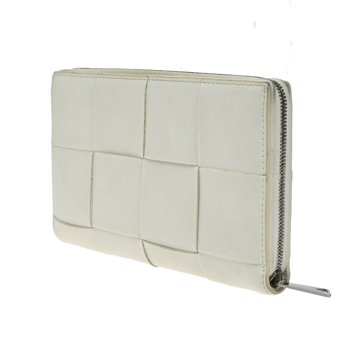 Bottega Veneta Cassette Zip Around Wallet Maxi Intrecciato Leather, WHITE, LEATHER, Wallets