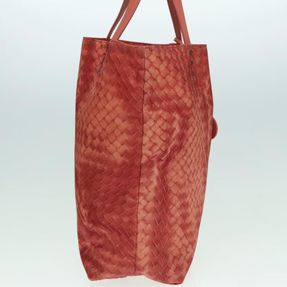 Bottega Veneta Intrecciolusion Tote Printed Nylon, ORANGE, NYLON, Tote bag