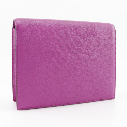 Hermes Verrou Clutch Chevre Mysore, PURPLE, LEATHER, Clutche & pouche