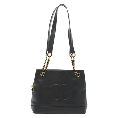 Chanel Vintage CC Logo Chain Tote Caviar, BLACK, LEATHER, Tote bag