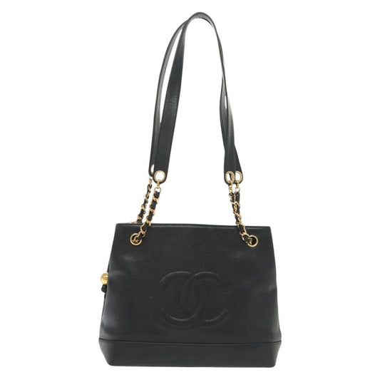 Chanel Vintage CC Logo Chain Tote Caviar, BLACK, LEATHER, Tote bag