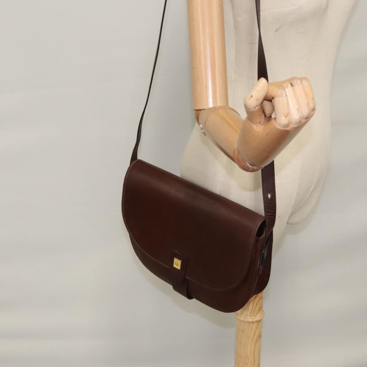 Christian Dior Vintage Trotter Shoulder Bag Canvas, BURGUNDY, LEATHER, Shoulder bag