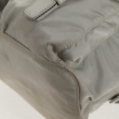 Prada Double Pocket Backpack Chain Shoulder Bag Re-Nylon, Gray, Nylon, Backpack