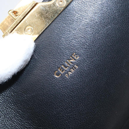 Celine Triomphe Shoulder Bag Canvas with Leather, BLACK, LEATHER, Shoulder bag