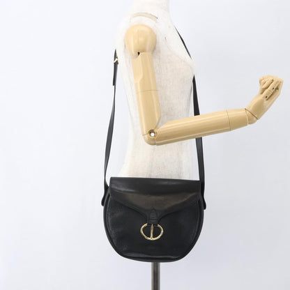 Christian Dior Vintage CD Flap Shoulder Bag Leather, BLACK, LEATHER, Shoulder bag