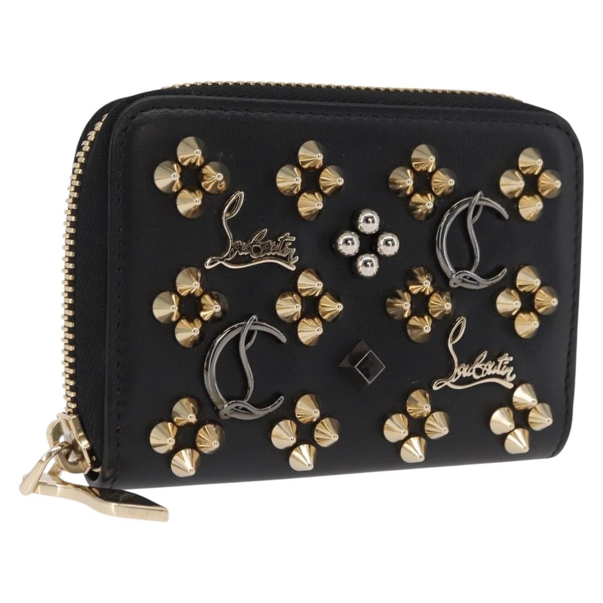 Christian Louboutin Panettone Coin Purse Embellished Leather, Black, Leather, Wallet