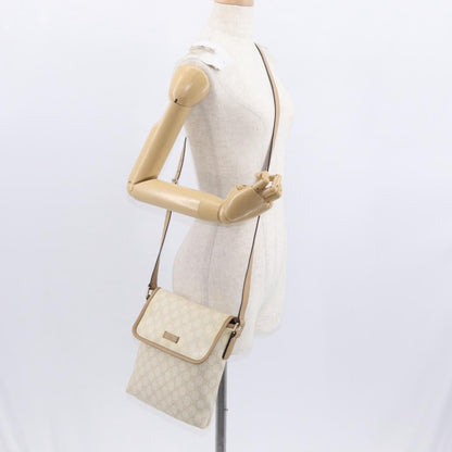 Gucci Flap Messenger GG Coated Canvas, WHITE, PVC, Shoulder bag