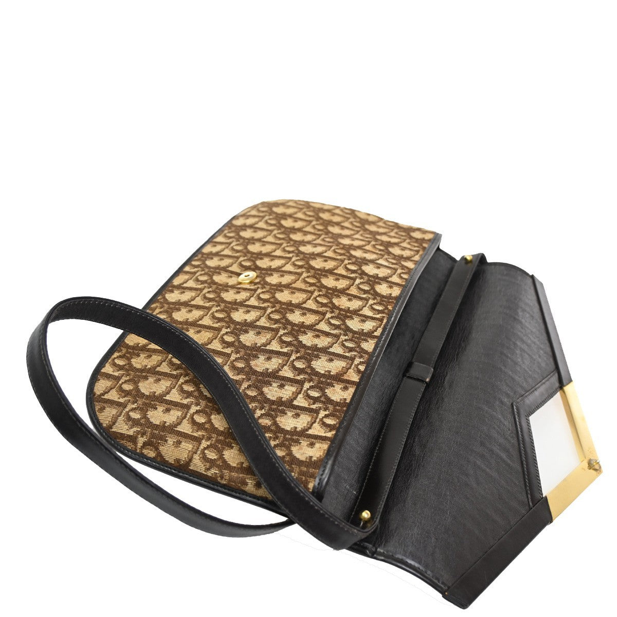 Christian Dior Vintage Trotter Shoulder Bag Canvas, BROWN, CANVAS, Shoulder bag