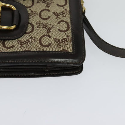 Celine C Sulky Shoulder bag Canvas and Leather, BROWN, CANVAS, Shoulder bag