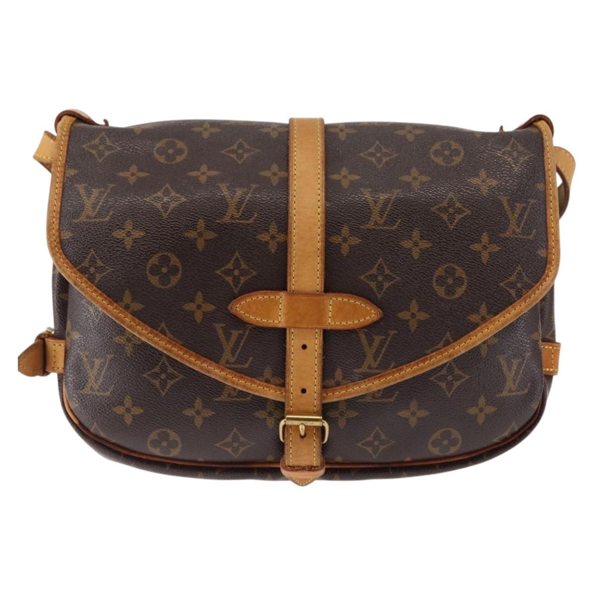 Louis Vuitton Saumur Handbag Monogram Canvas, BROWN, CANVAS, Shoulder bag