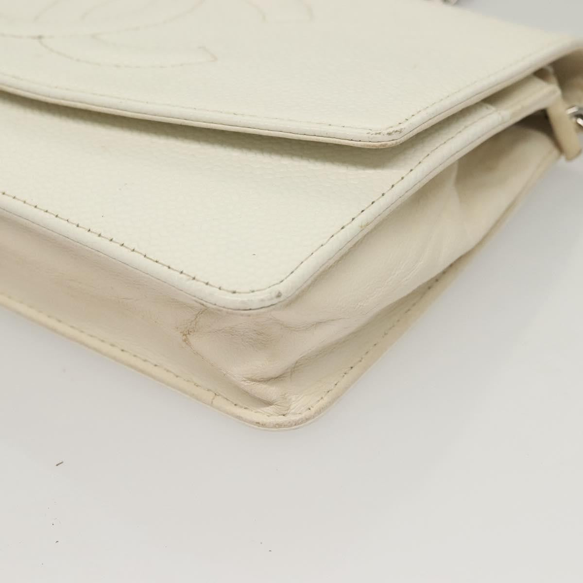Chanel Vintage Timeless Wallet on Chain Caviar, WHITE, LEATHER, Clutche & pouche