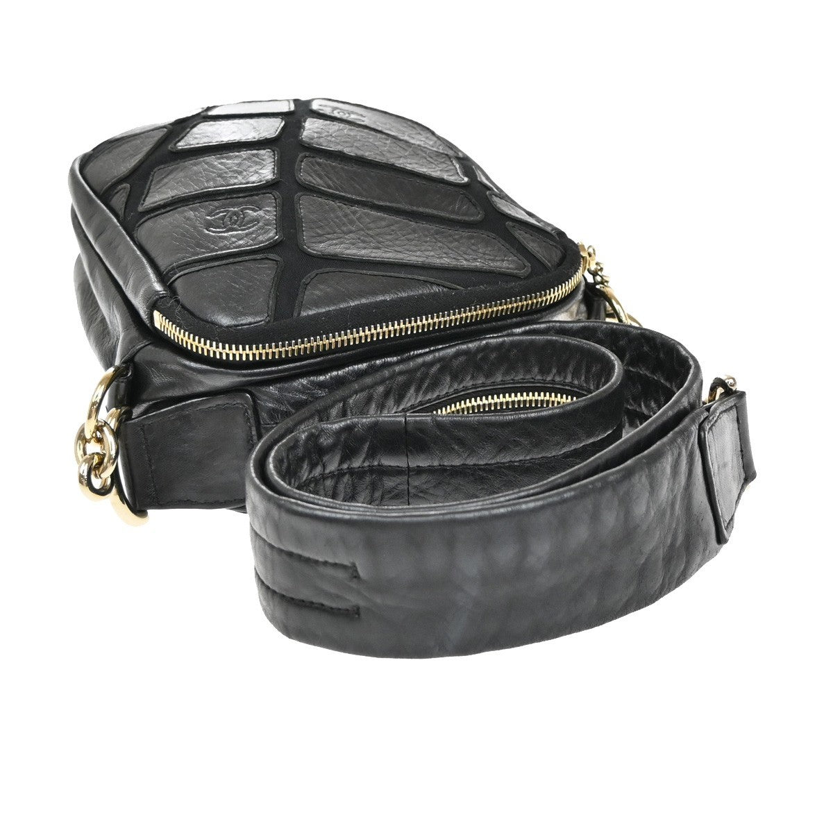 Chanel Scales Camera Bag Leather with Jersey, BLACK, LEATHER, Shoulder bag