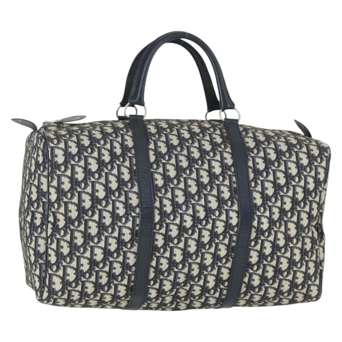 Christian Dior Vintage Trotter Boston Bag Canvas, NAVY, CANVAS, Travel bag