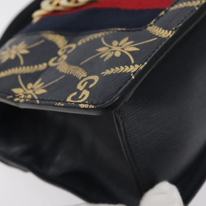 Gucci Sylvie Top Handle Bag Printed Leather, NAVY, LEATHER, Handbag