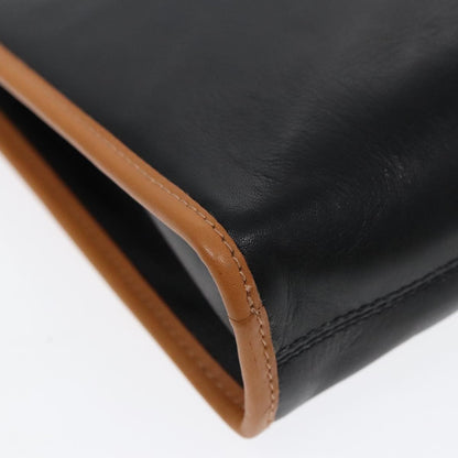 Celine Logo Triomphe Pouch Leather, BLACK, LEATHER, Clutche & pouche