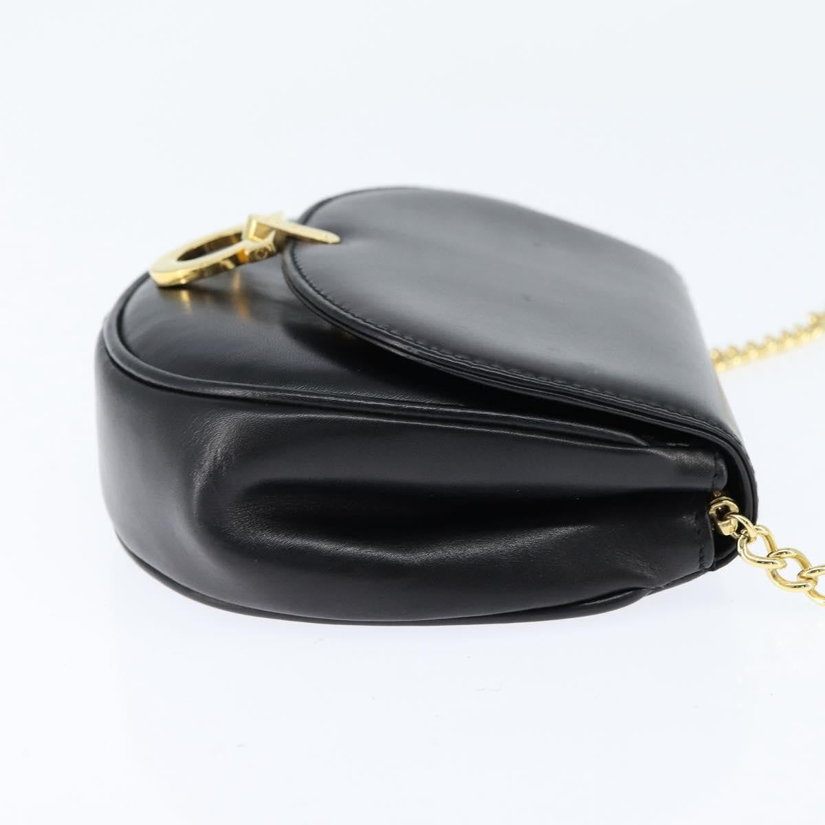 Salvatore Ferragamo Gancini Chain Shoulder bag Leather, BLACK, LEATHER, Shoulder bag