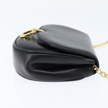 Salvatore Ferragamo Gancini Chain Shoulder bag Leather, BLACK, LEATHER, Shoulder bag