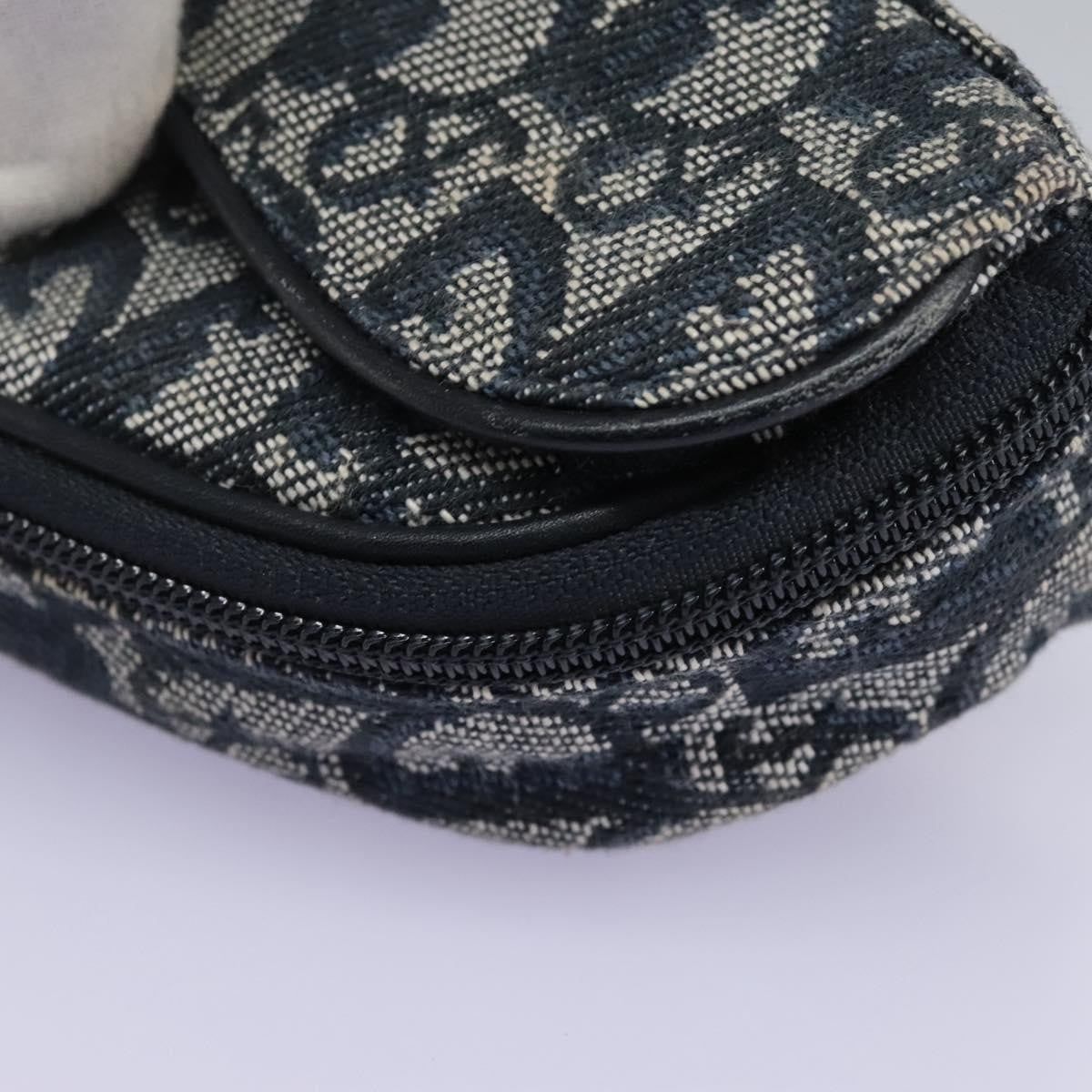 Christian Dior Vintage Saddle Coin Purse Diorissimo Canvas, NAVY, CANVAS, Clutche & pouche