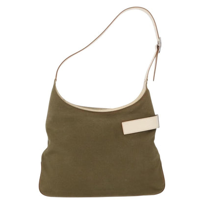 Salvatore Ferragamo Gancini Shoulder Bag Canvas, KHAKI, CANVAS, Shoulder bag