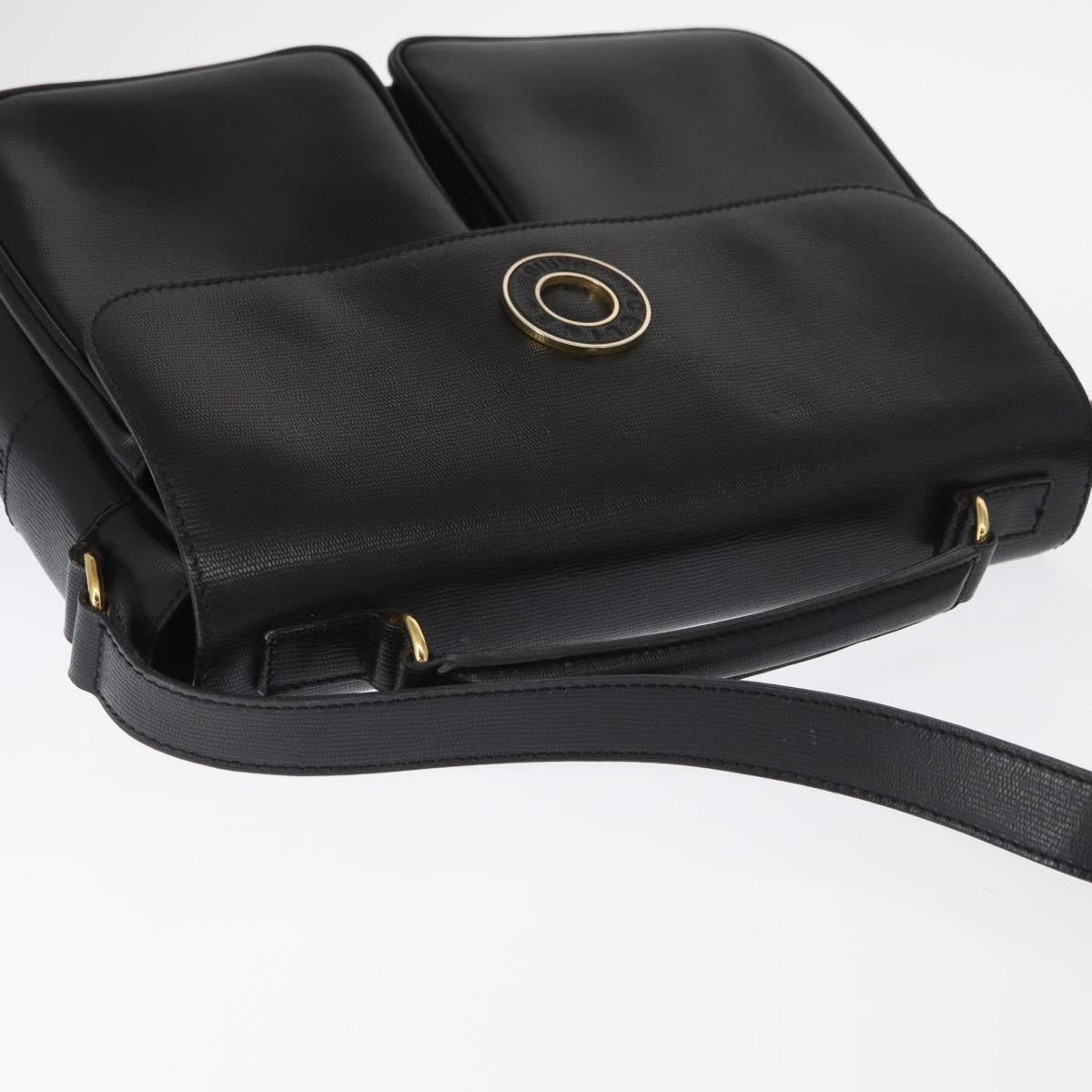 Celine Circle Logo Shoulder Bag Leather, BLACK, LEATHER, Shoulder bag