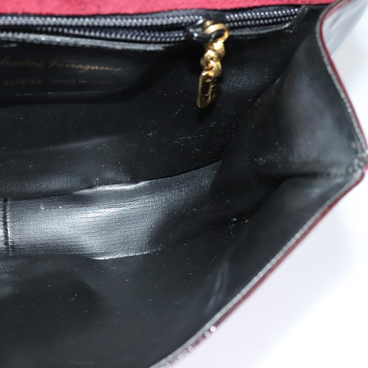 Salvatore Ferragamo Vala Shoulder Bag Patent Leather, BURGUNDY, PATENT_LEATHER, Shoulder bag