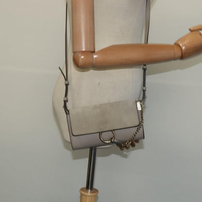 Chloe Faye Shoulder Bag Leather and Suede, Beige, Leather, Shoulder Bag