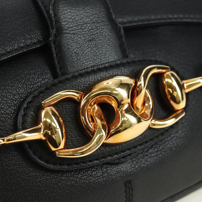 Gucci Horsebit Shoulder Bag GG Canvas and Leather, Black, Leather, Shoulder Bag