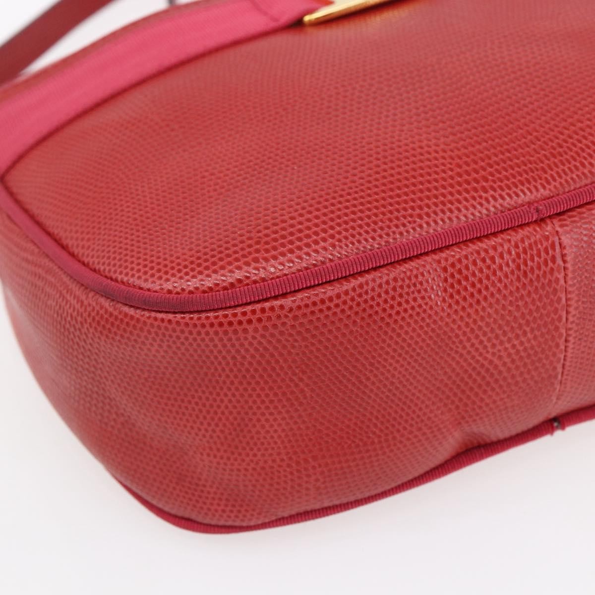 Salvatore Ferragamo Vala Shoulder Bag Embossed Leather, RED, LEATHER, Shoulder bag