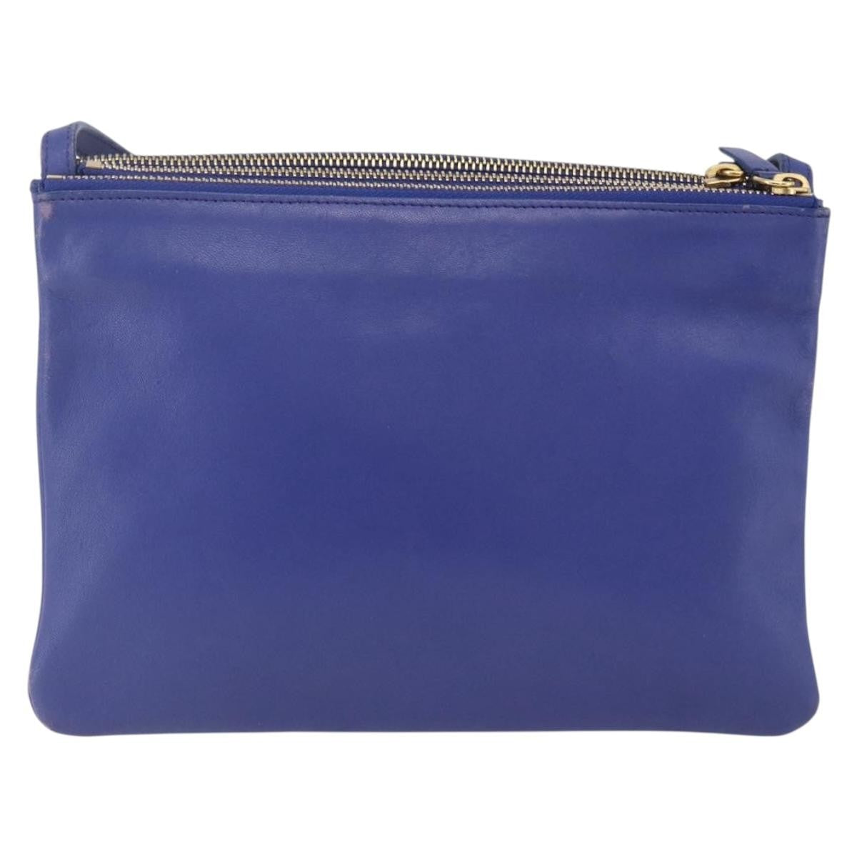 Celine Trio Crossbody Bag Leather, BLUE, LEATHER, Shoulder bag