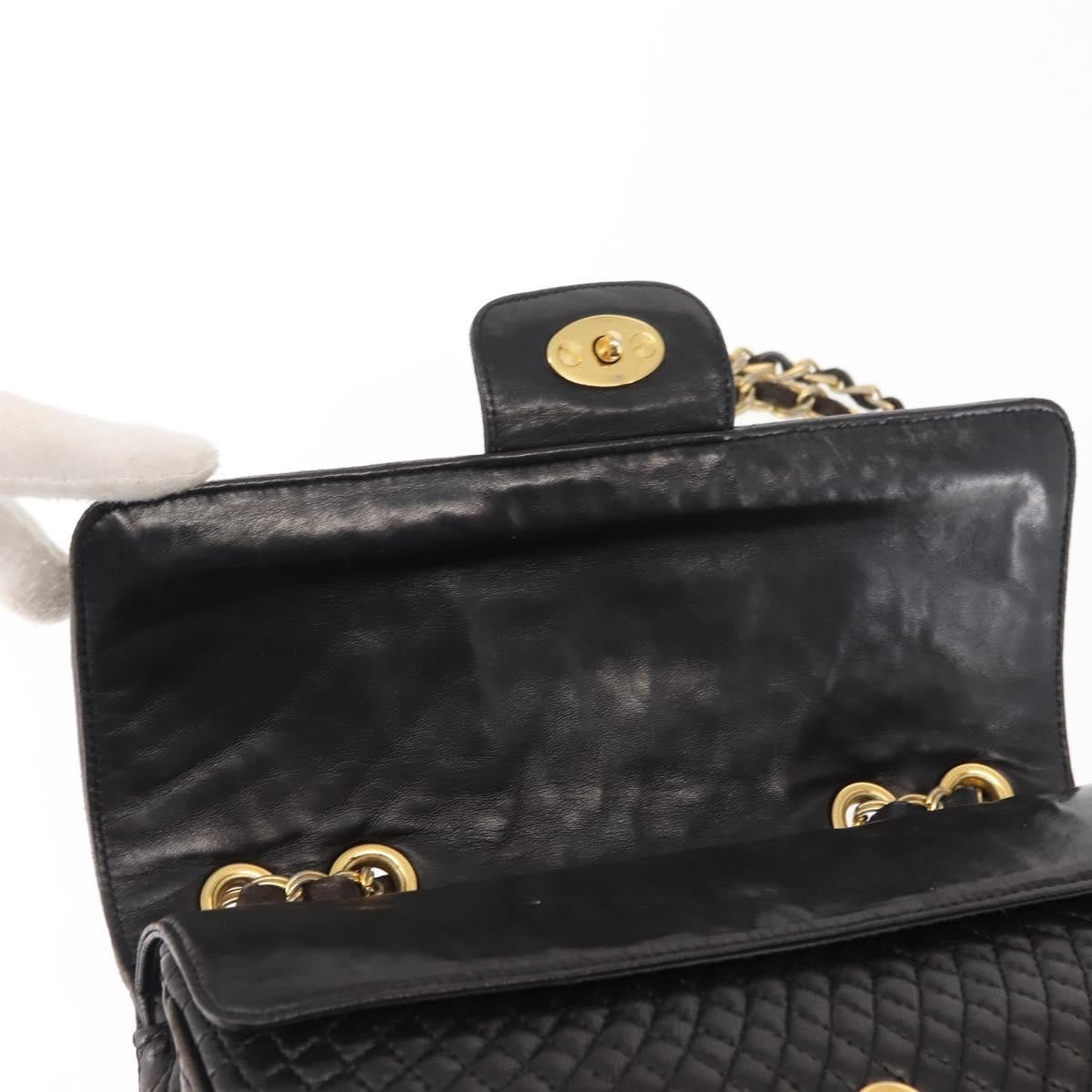 Bally Vintage Chain Shoulder Bag Quilted Leather, BLACK, LEATHER, Shoulder bag