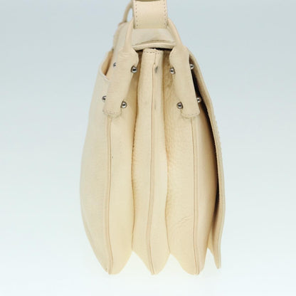 Salvatore Ferragamo Gancini Shoulder Bag Leather, White, Leather, Handbag