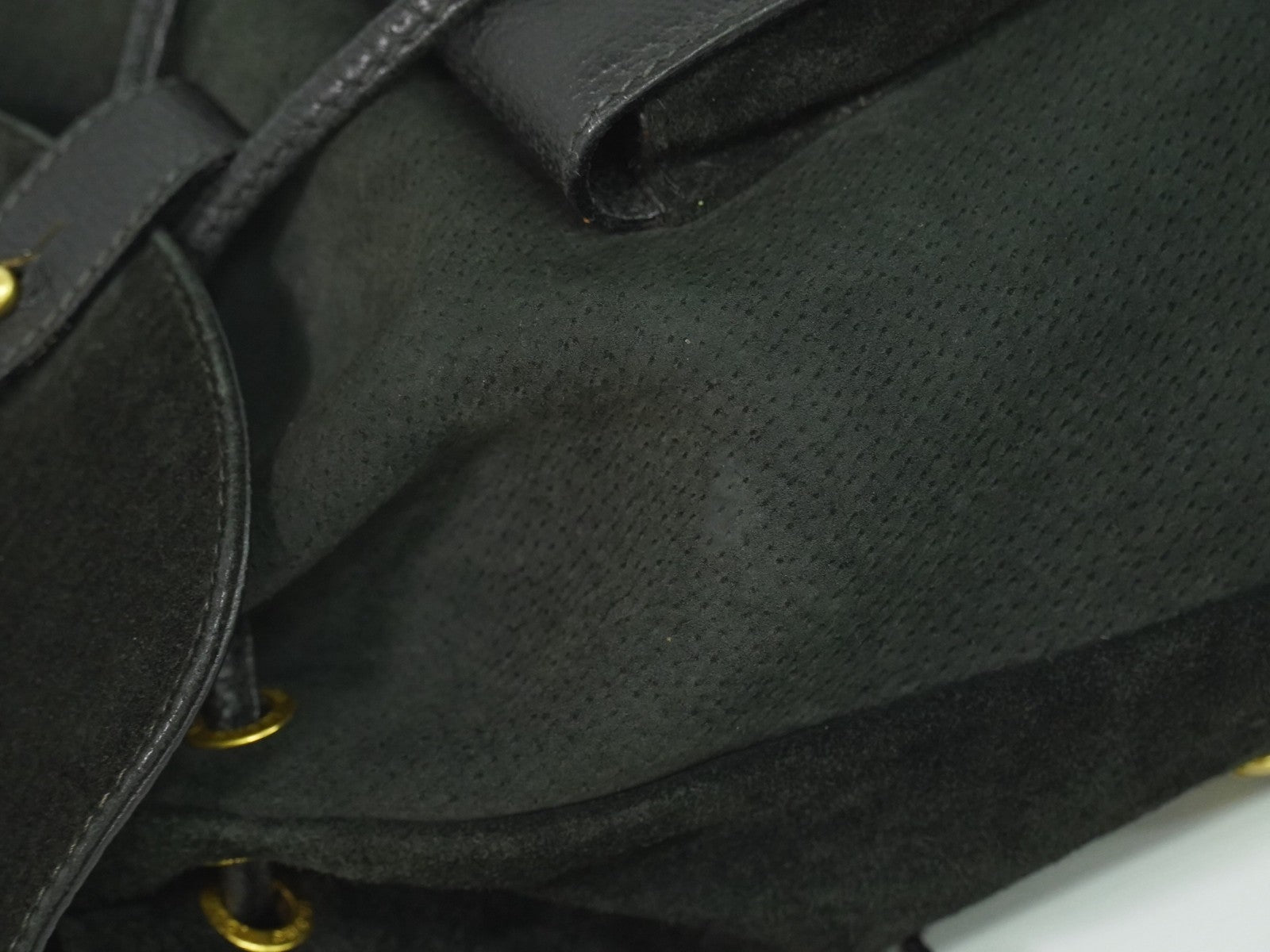 Gucci Vintage Bamboo Backpack Suede, BLACK, SUEDE, Backpack