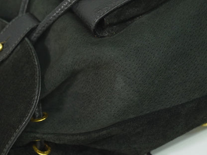 Gucci Vintage Bamboo Backpack Suede, BLACK, SUEDE, Backpack