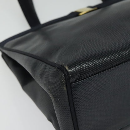 Salvatore Ferragamo Vintage Vara Bow Tote Lizard Embossed Leather, NAVY, LEATHER, Tote bag