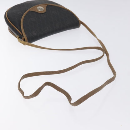 Christian Dior Vintage Honeycomb Flap Crossbody Bag Coated Canvas, BLACK, CANVAS, Crossbody bag