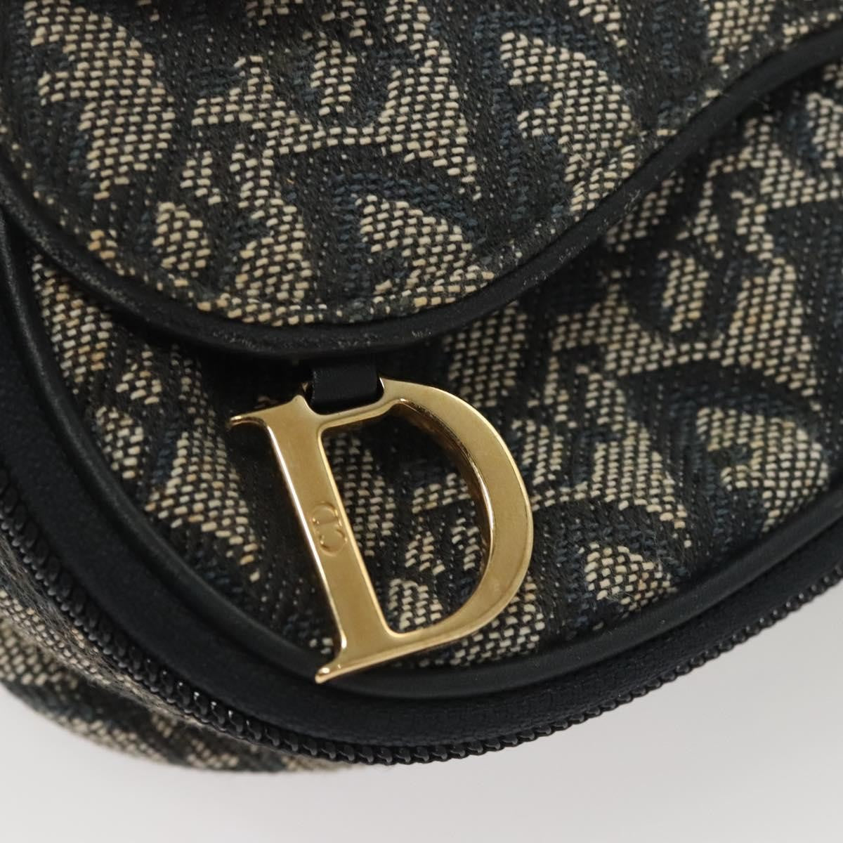 Christian Dior Saddle Zip Pouch Diorissimo Canvas, NAVY, CANVAS, Clutche & pouche